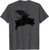 Flying Pig Shirt Pigs Will Fly Gift Idea Flying Pig T-Shirt Pigs Will Fly Gift T-Shirt - Dark Heather Grey