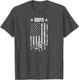 National Horseshoe Pitchers Association NHPA Distressed Flag T-Shirt - Dark Heather Grey