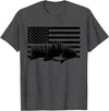 BASBO American Flag Fishing T-Shirt - Grey, Small, Unisex, Short Sleeve, Crew Neck, Classic Fit, Polyester 100%, Imported, Fishing Enthusiasts, Kids - Dark Heather Grey