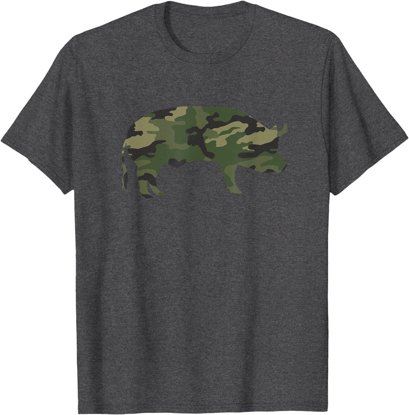 Pig Humor Co. Camo Pig Funny Camouflage Pattern Pig Army Military Colours T-Shirt - Dark Heather Grey