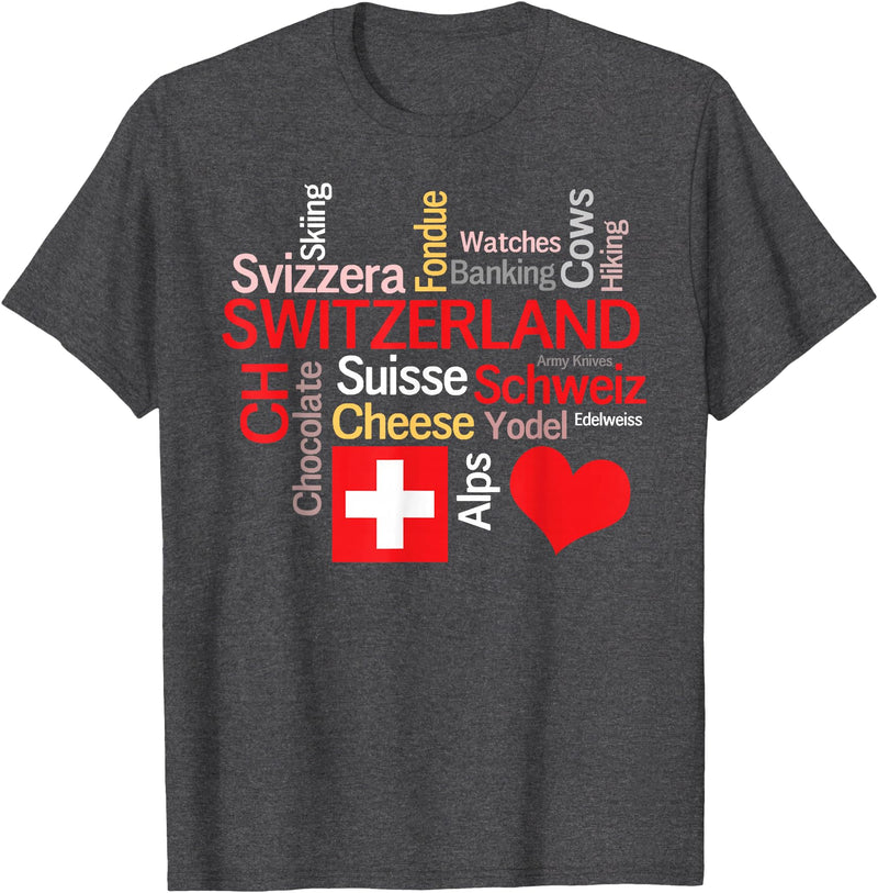 Simply Swiss Why I Love Switzerland T-Shirt - Dark Heather Grey