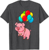 Uniquely Funny Pig Farmer Gifts Pig Flying with Balloons T-Shirt - Dark Heather Grey