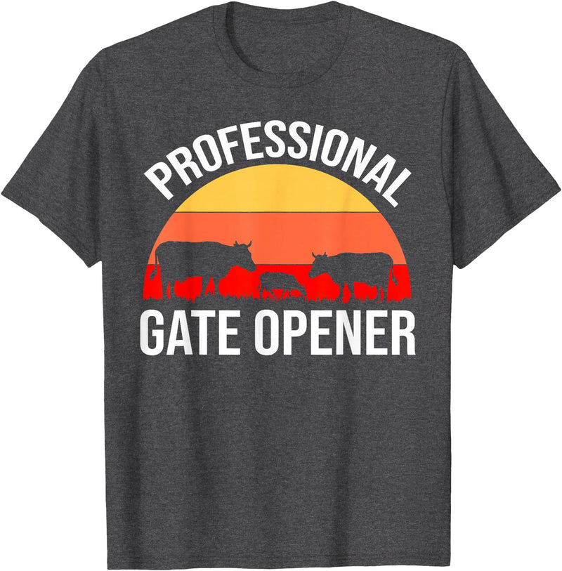 Opener Cow Lover Gift Co. Professional Gate Opener Cow Apparel T-Shirt - Dark Heather Grey