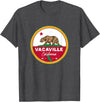 I Love Vacaville California CA Pride Apparel Shop I Love Vacaville California CA Flag and Bear Badge T-Shirt - Dark Heather Grey