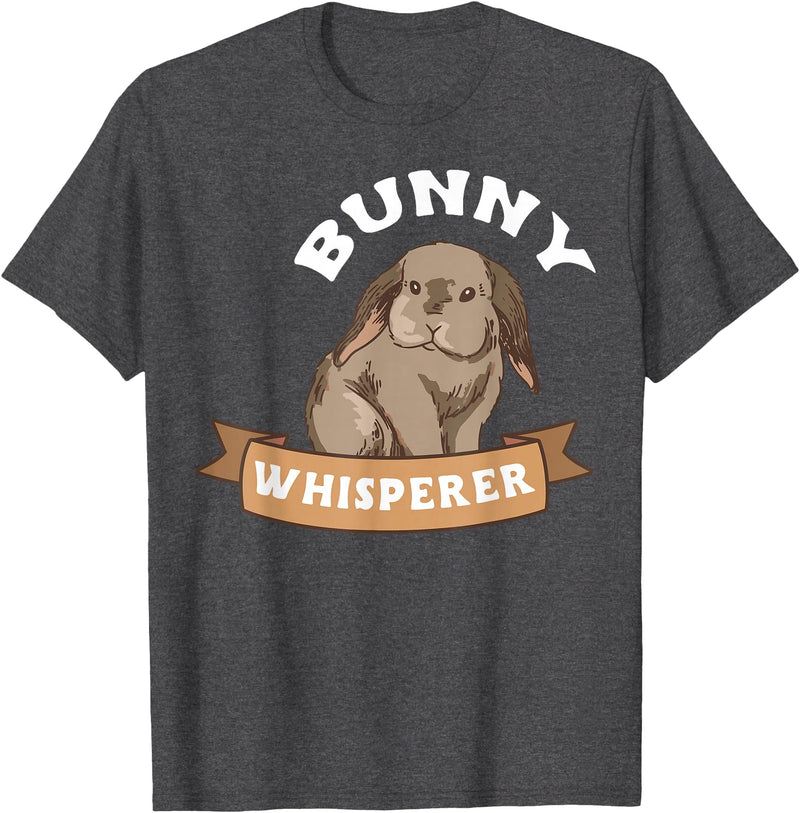 Cute Bunny Whisperer Lover Bunny Graphic T-Shirt in Dark Heather Grey