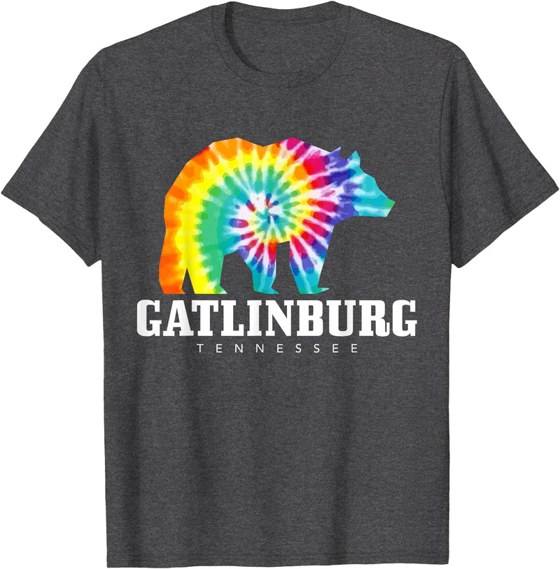 Gatlinburg Tennessee - Bear Tie Dye Gatlinburg Tennessee Bear Tie Dye Vintage Retro T-Shirt - Dark Heather Grey