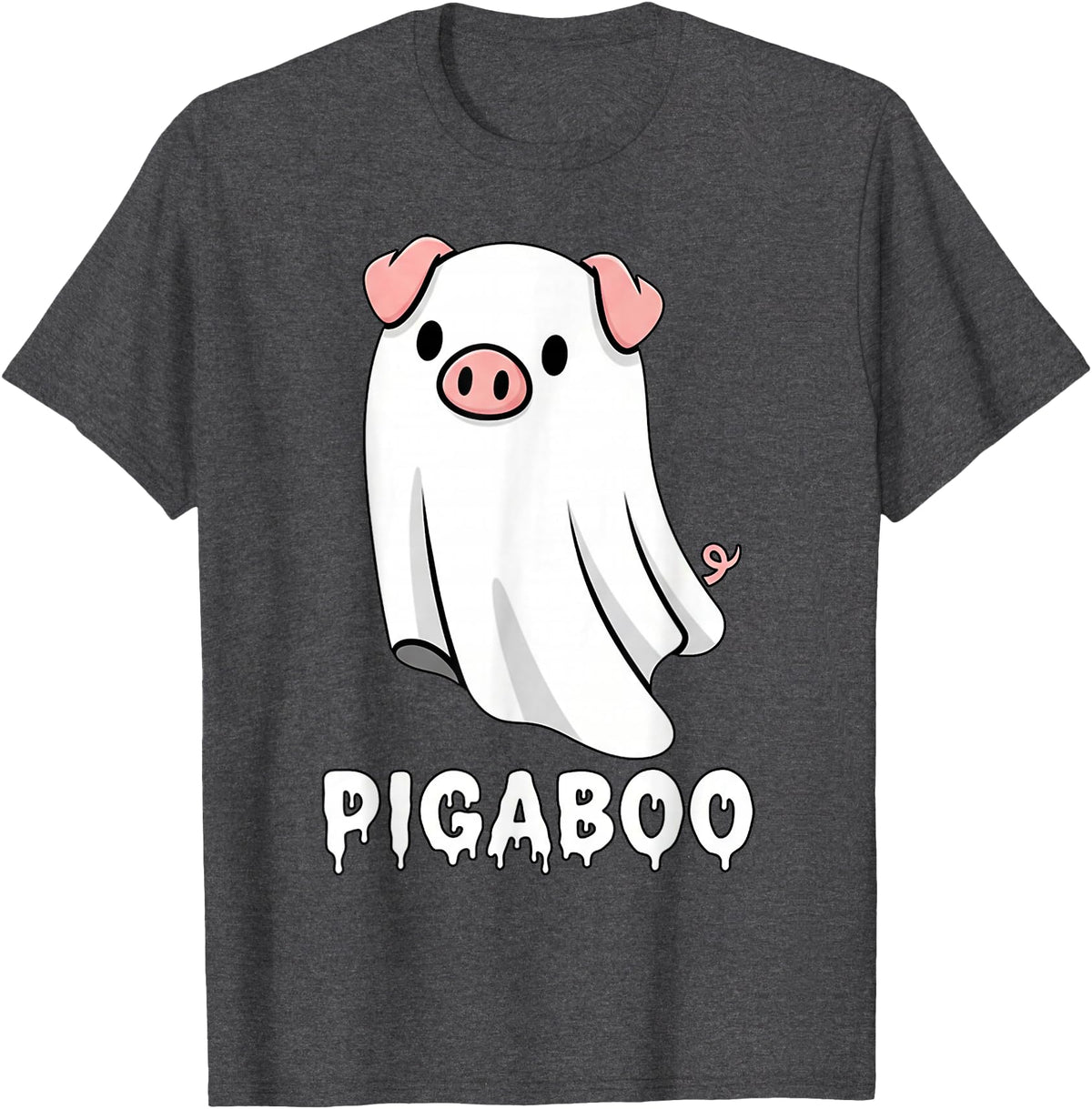Pig Ghost Boo Halloween Humor By TEERA Funny Pig Ghost Spooky Season T-Shirt - Dark Heather Grey