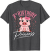 Pig Birthday 8 Cute Piggy Barn Party Apparel Pig 8th Birthday Princess Farm Party Hog Farmer Barnyard T-Shirt - Dark Heather Grey