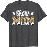 Cute Pig Show Mom For Mother's Day Leopard Print Pig Show Mom T-Shirt - Women's Black Small Classic Crew Neck Short Sleeve T-Shirt - Dark Heather Grey