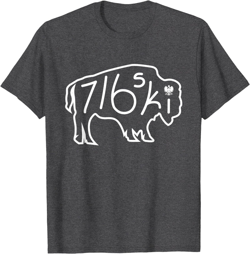 Buffalo Polish 716 716ski Dyngus Day Buffalo NY Polish T-Shirt - Dark Heather Grey