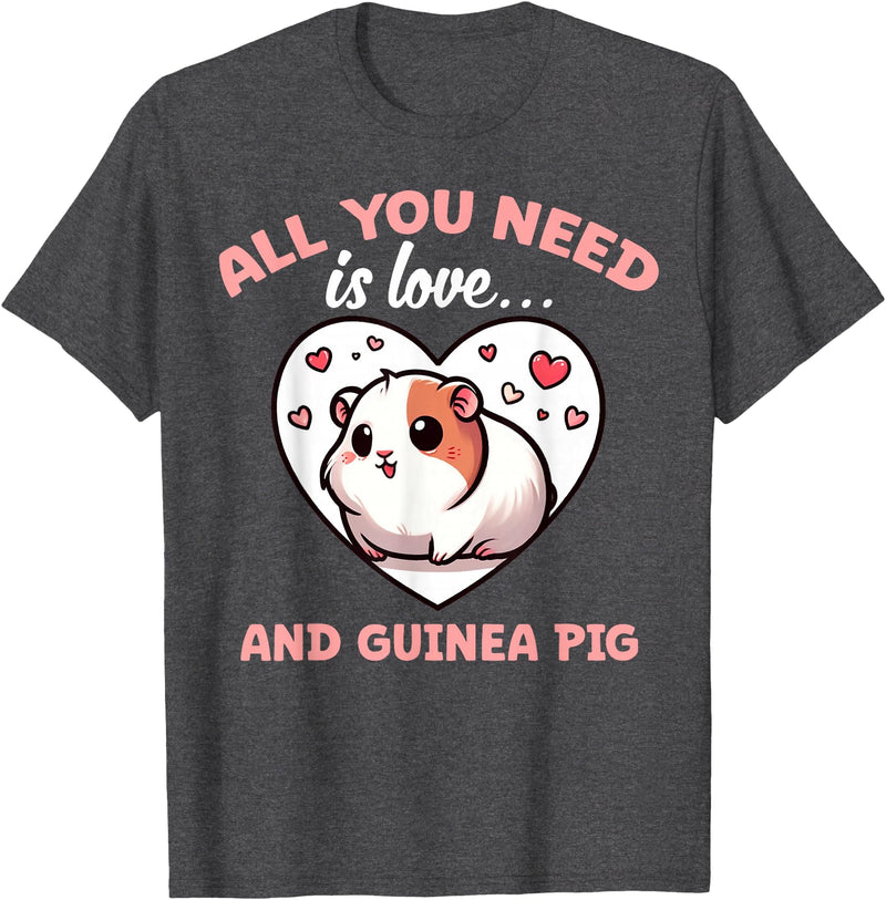 Apparel For Guinea Pig Lovers Cute All You Need Is Guinea Pigs Lover Graphic Cavy T-Shirt - Dark Heather Grey