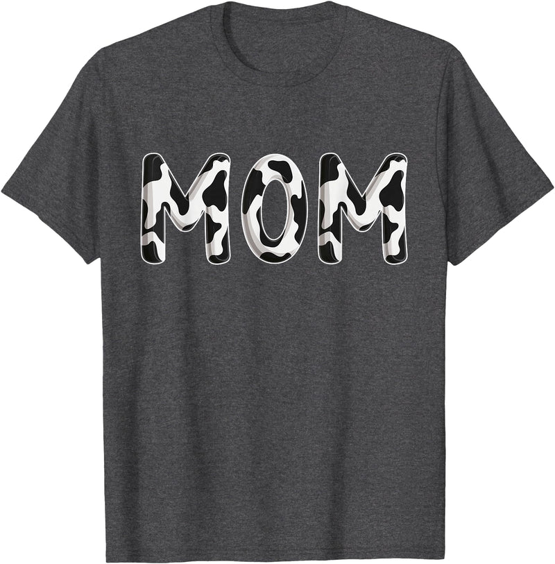 Cow Pattern Print Family Matching Birthday Shirts Cow Mom Birthday Family Matching Mothers Day Boy Girl Farm T-Shirt - Dark