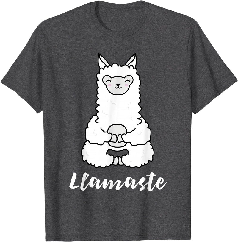 Cute Yoga Shirts - Llamaste Llamaste - Cute Yoga Lovers Gift, Adorable Llama Fitness T-Shirt - Dark Heather Grey