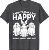 Rabbits Make Me Happy Humans Make My Head Hurt Gift T-Shirt in Dark Heather Grey