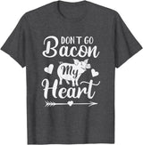 Pig Valentine Designs Don't Go Bacon My Heart Funny Valentine's Day Pig Lover T-Shirt - Dark Heather Grey