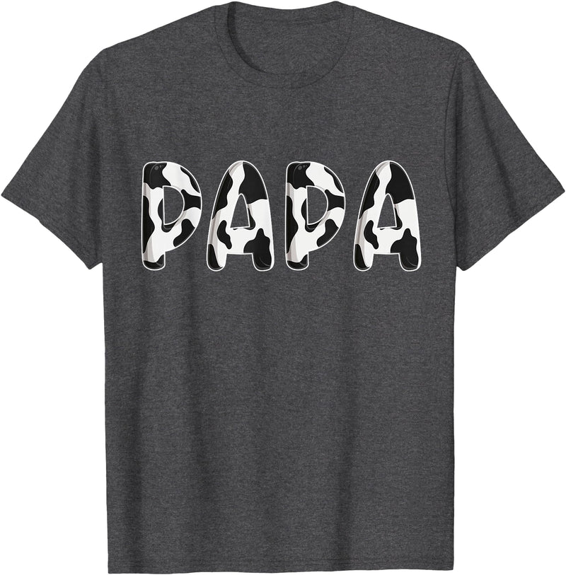 Cow Pattern Print Family Matching Birthday Shirts Cow Papa Birthday Family Matching Fathers Day Boy Girl Farm T-Shirt - Dark