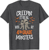 Halloween by Joy Haus Creepin It Real with My 4th Grade Monsters Halloween Teacher T-Shirt - Dark Heather Grey