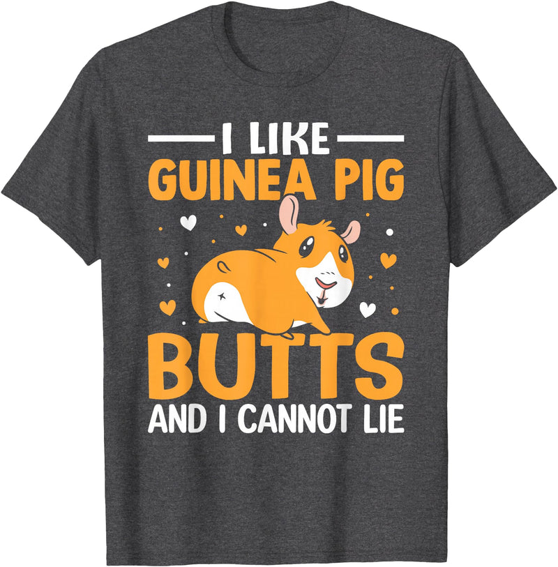 Cute Guinea Pig Apparel Co. I Like Guinea Pig Butts and I Cannot Lie - Guinea Pig Lover T-Shirt - Dark Heather Grey
