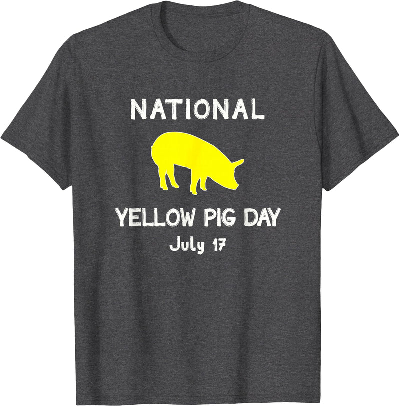 Porker Apparel Co National Yellow Pig Day T-Shirt - Dark Heather Grey