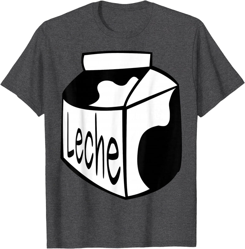 Clever Witty Milk Designs Leche Spanish Milk Carton Dairy Lover T-Shirt - Dark Heather Grey