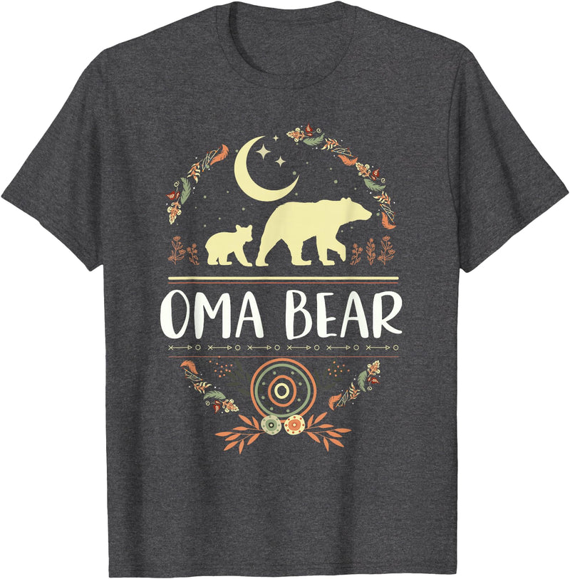 Matching Family Grandma Bear Boho by Foxio Grandma Bear Floral Family Fun Boho Bear T-Shirt - Dark Heather Grey