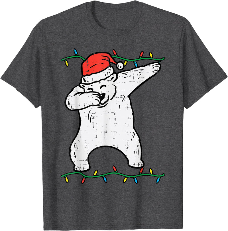 Christmas Shirts Pajamas PJ Men Women Kids Gifts Dabbing Polar Bear Dab Xmas Christmas Boys Kids Girl Youth T-Shirt - Dark Heather Grey