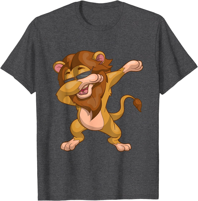 Lion Animal Gifts Funny Animal Gift Idea Polka Dot Cool Lion T-Shirt - Dark Heather Grey