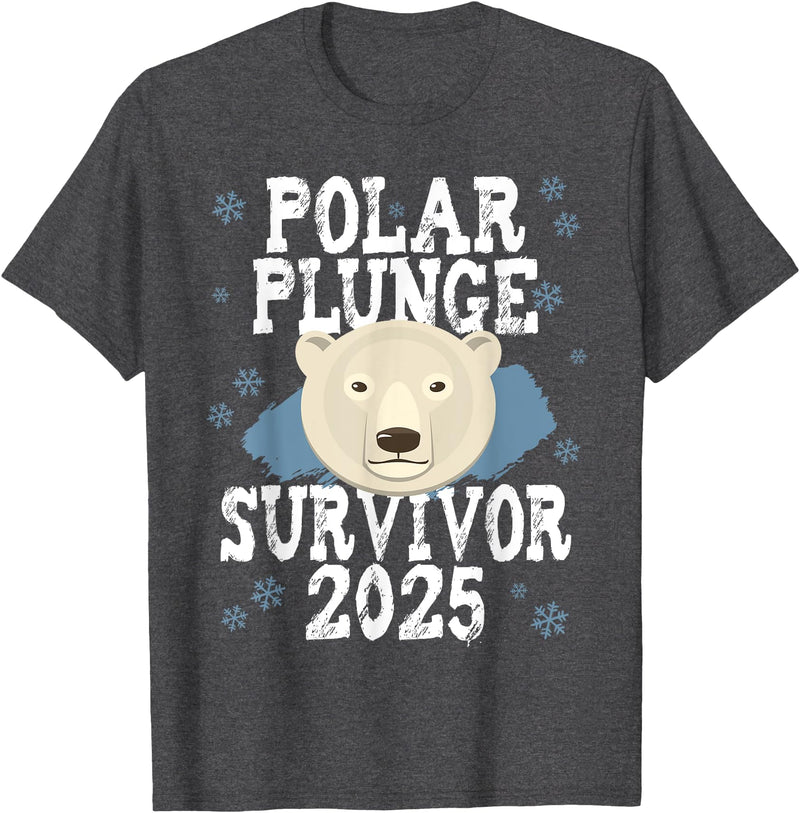 Take The Plunge Designs Unisex-Adult Black Polar Bear T-Shirt - Small - Short Sleeve - Crew Neck - Winter - 1 Count - Dark Heather Grey