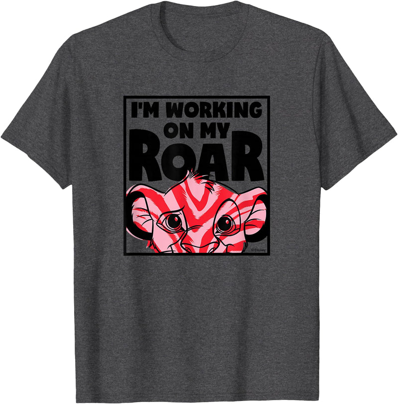 Disney Lion King - I'm Working On My Roar T-Shirt - Dark Heather Grey
