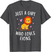 Gifts For Lion Lovers Girls Just A Girl Who Loves Lions Cute Lion Lover T-Shirt - Dark Heather Grey