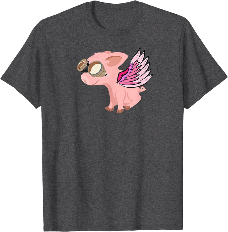 RWS235 When Pigs Fly, Flying Pig T-shirt T-Shirt - Dark Heather Grey