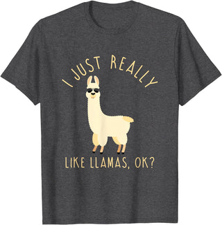 Llama Lovers Apparel Co. I Just Really Like Llamas OK Funny Llama Alpaca T-Shirt T-Shirt - Dark Heather Grey