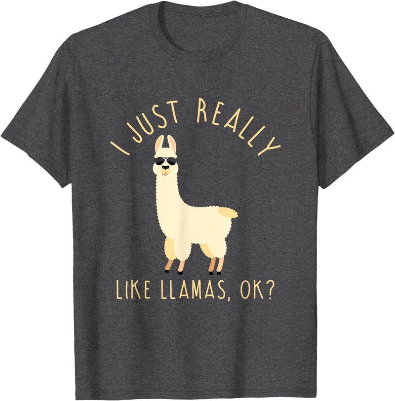 Llama Lovers Apparel Co. I Just Really Like Llamas OK Funny Llama Alpaca T-Shirt T-Shirt - Dark Heather Grey