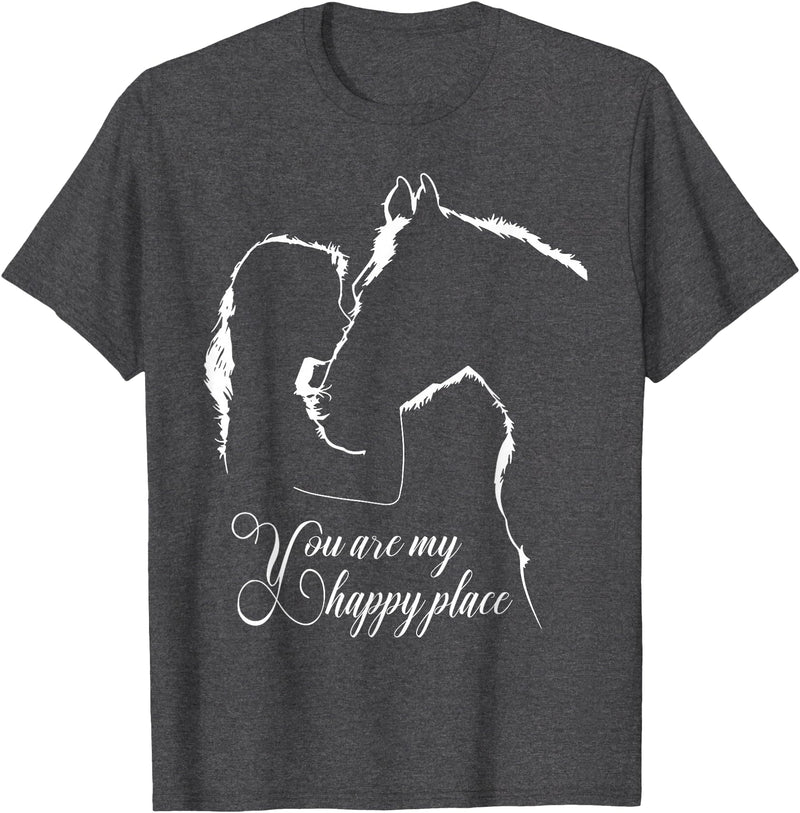horseslover004 You are my happy place - Horses Lovers T-Shirt - Dark Heather Grey