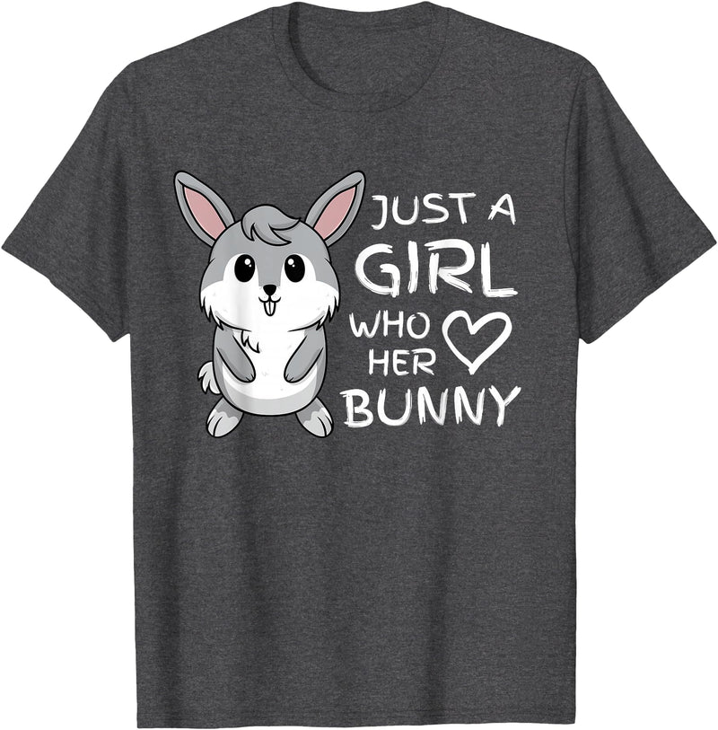 Just a Girl Who Loves Her Rabbit and Bunny Pet T-Shirt in Dark Heather Grey