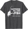 Fishing Fisherman Fisher DA0 Fishing Vintage Happiness Is A Big Fish And A Witness T-Shirt - Dark Heather Grey