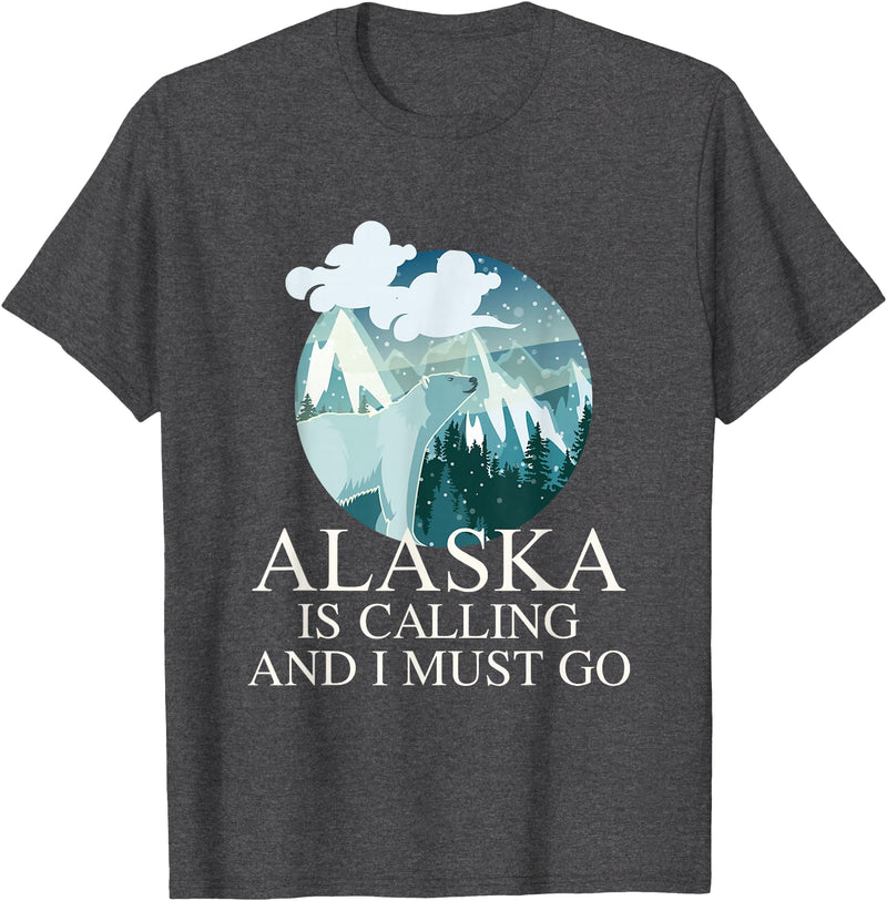 Selena's things Alaska Polar Bear Alaska Is Calling And I Must Go T-Shirt - Dark Heather Grey