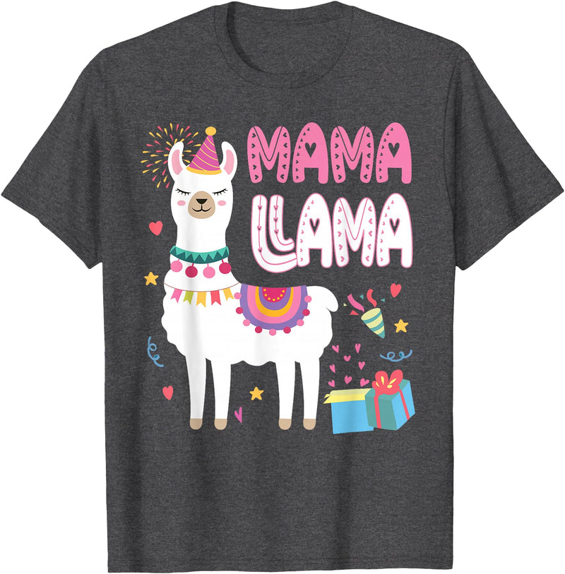 Family Matching Llama Birthday Party Supplies Mama Llama Mom Of The Birthday Llama Birthday Theme T-Shirt - Dark Heather Grey