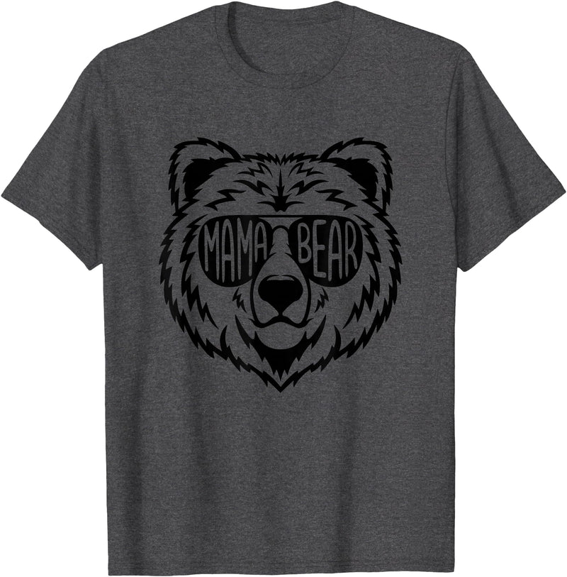 Funny Mothers Mama Bear Face Mama Bear Face Sunglasses Mother Mom Mommy T-Shirt - Dark Heather Grey