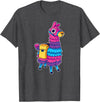 Llama Pinata Party Shop Funny Loot Llama Pinata with Yellow Saddlebag T-Shirt - Dark Heather Grey
