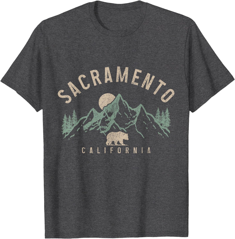 We Love Sacramento California Sacramento California Mountains Bear Nature Lover Vintage T-Shirt - Dark Heather Grey