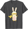 Super Rabbit for Men Women and Children - the Golden Hero T-Shirt in Dark Heather Grey