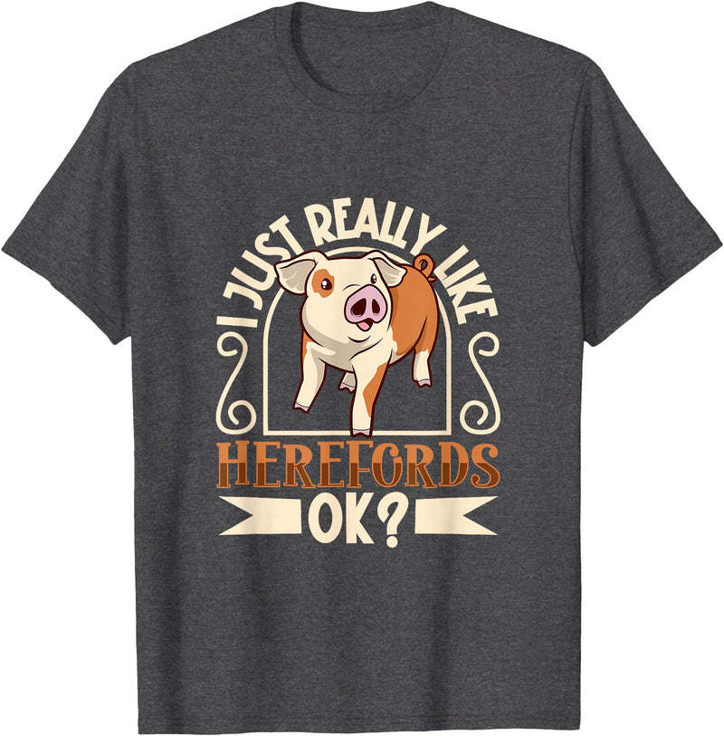 Creative Hereford Pig Designs I Love My Hereford Pig T-Shirt - Dark Heather Grey