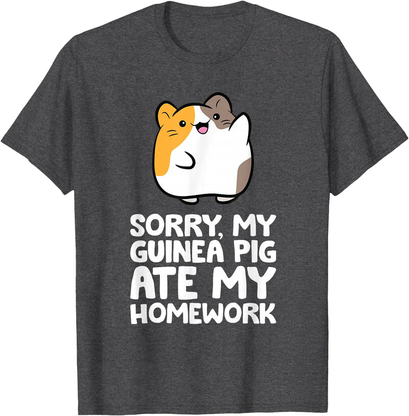 Guinea Pig Owner Guinea Pig Homework Sorry My Guinea Pig Ate My Homework T-Shirt - Dark Heather Grey