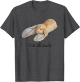 All Ears Bunny Listening Joke Rabbit T-Shirt in Dark Heather Grey