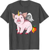 UnicornBreak Co. Piggycorn Pig Unicorn Pig Lovers T-Shirt - Dark Heather Grey