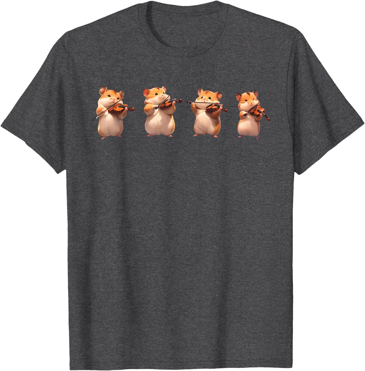 Hamsters Playing The Violin Girl Women Hamster Lover T-Shirt - Dark Heather Grey