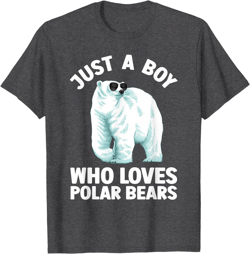 Polar Bear Gift Polar Bear Accessories & Stuff Cute Polar Bear Design For Men Boys Arctic Polar Bear Lover T-Shirt - Dark Heather Grey