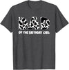 funny saying Gifts for Family Members and more Dad of the Birthday Girl Cow Print Cow Pattern T-Shirt - Dark Heather Grey