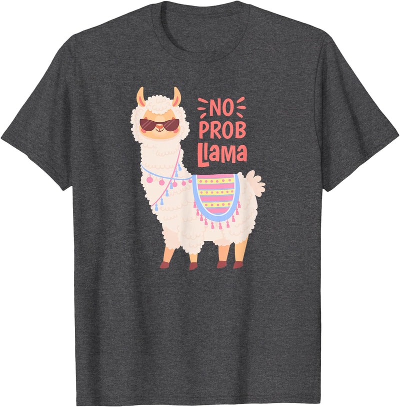 Llama & Alpaca Shirts, Cute Llama & Alpaca Outfit No ProbLlama Shirt, No Problama Shirt, Funny Alpaca Llama T-Shirt - Dark Heather Grey